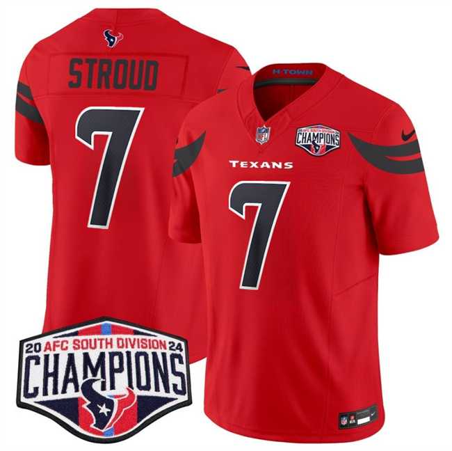 Men's Houston Texans #7 C.J. Stroud Red F.U.S.E. 2024 AFC South Division Champions Vapor Limited Stitched Jersey,We sell and wholesale Men's Houston Texans #7 C.J. Stroud Red F.U.S.E. 2024 AFC South Division Champions Vapor Limited Stitched Jersey on line form chian!